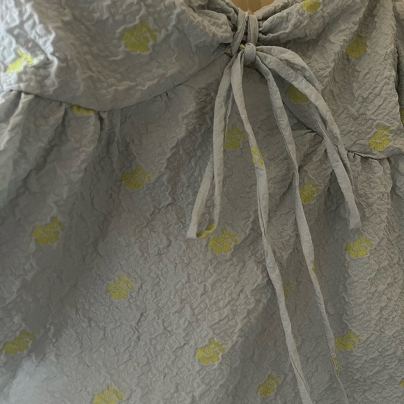 Beatrice .B Blue Printed Halter Baby Doll Dresss w/Puff Sleeves Made in Italy 4 - Picture 3 of 7